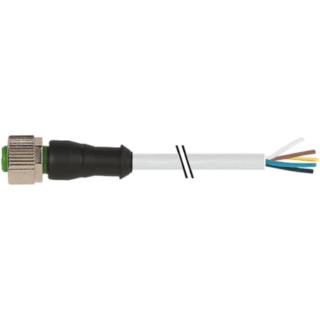 M12 Female 0° With Cable, PVC 5x0.34 Gy UL/CSA 5m